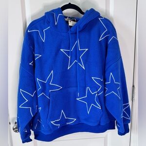 easel Blue Star Sherpa Pullover Hoodie
